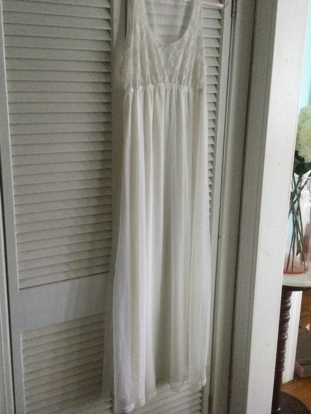 Miss Elaine White Double Layer Chiffon Nightgown S/M